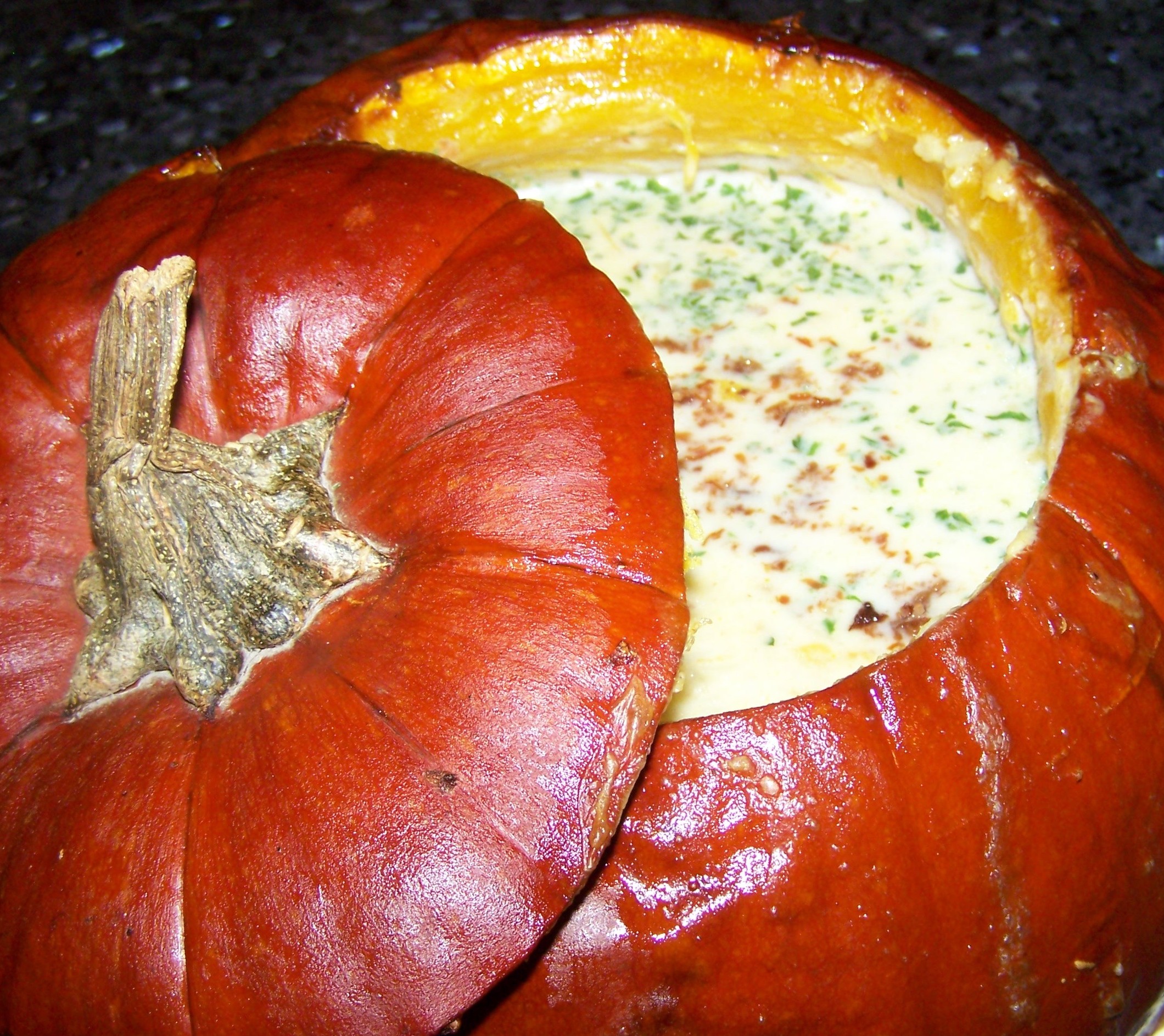 Pumpkin Soup Baked in a Pumpkin Recipe